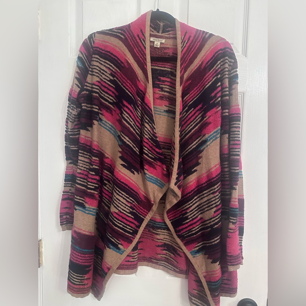 Lucky brand multi stripe colorful cardigan sweater lightweight